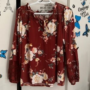 Beautiful long sleeve floral blouse